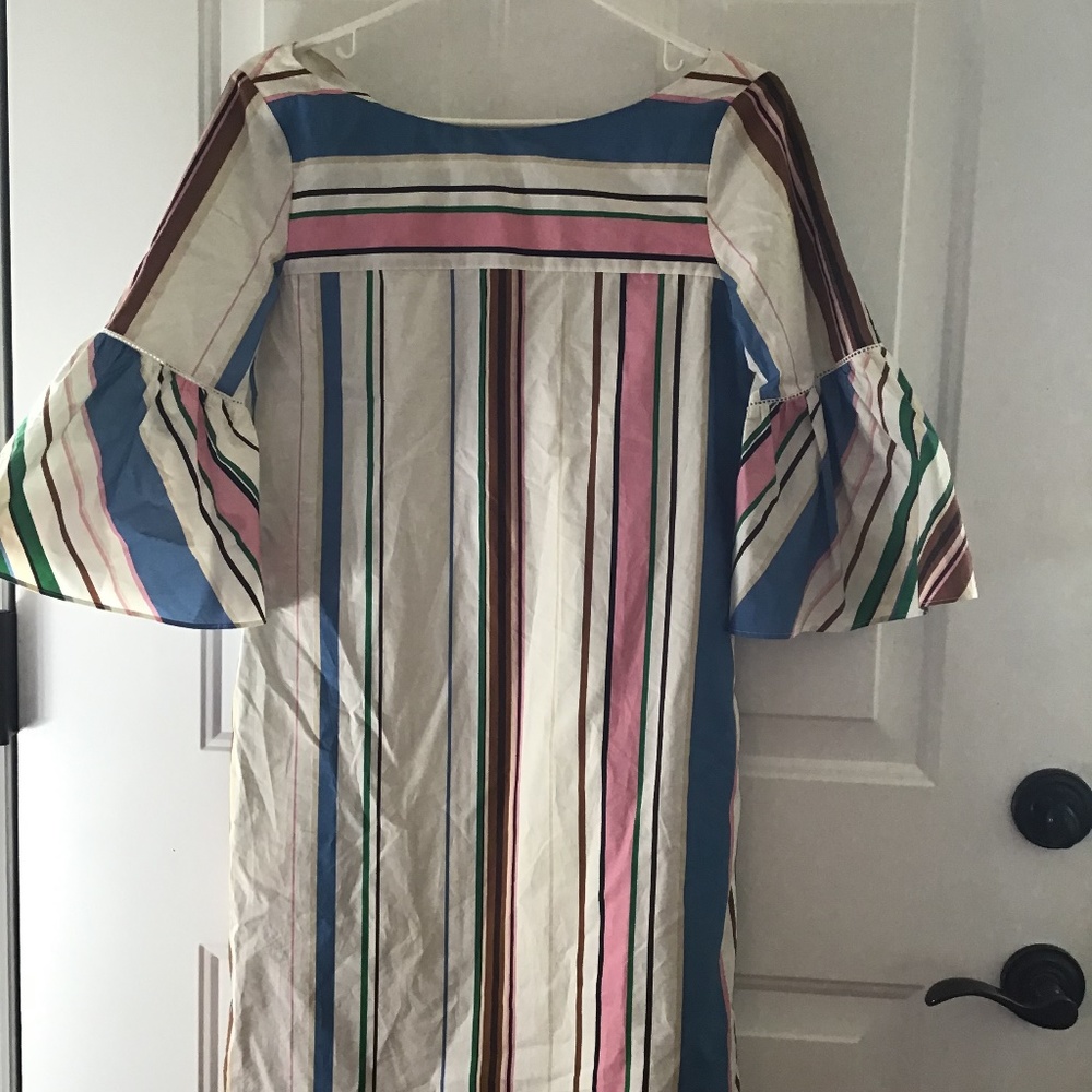 Massimo Dutti Cream Dress with Blue, Pink and Green Stripes NWT